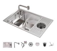 XDCXYD Évier De Cuisine Argenté Dissimulé Avec Cache-égouttoir Bac À Légumes Îlot De Cuisine Comptoir De Bar(Silver1,60 * 40cm)