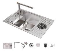 XDCXYD Évier De Cuisine Argenté Dissimulé Avec Cache-égouttoir Bac À Légumes Îlot De Cuisine Comptoir De Bar(Silver,55 * 32cm)