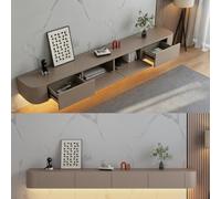 XDCXYD Meuble TV Suspendu avec Console Multimédia | Meuble TV mural avec abattant inférieur et tiroir(Khaki,160*24*20cm)