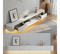 XDCXYD Meuble TV Suspendu avec Console Multimédia | Meuble TV mural avec abattant inférieur et tiroir(blanc,160*24*20cm)