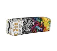 XDCYWBZDBC Avantage du cerveau gauche et droit : trousse à crayons en cuir pour papeterie, sac de rangement de grande capacité, utilisé pour mettre de petits articles pour l'école, le bureau, les