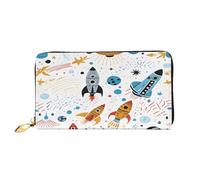 XDCYWBZDBC Cartoon Rockets Portefeuille long pour femme Porte-cartes de crédit Grande capacité Fermeture éclair Porte-cartes de visite Mode Notecase, Noir , Taille unique, Décontracté