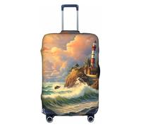 XDCYWBZDBC Coast Wave and House Housse de bagage de voyage élastique Tao18-81,3 cm Housse de bagage avec fermeture éclair Anti-rayures Anti-poussière Fixation et démontage rapides, blanc, M, Bagage à