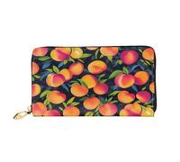 XDCYWBZDBC Colorful Peach Ladies Long Wallets Travel Wallets Credit Card Holder Large Capacity Zipper Wallets Business Card Holder Fashion Notecase, Noir , Taille unique, Décontracté