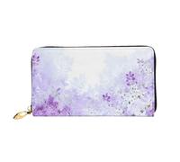 XDCYWBZDBC Encadrement Lilas Fleurs en Cuir Fleur Longue Fermeture À Glissière Sac à Main Grande Capacité Portefeuille Femme avec Poches Multifonctionnel Portefeuille Fit Carte de Crédit, Espèces,