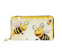 XDCYWBZDBC Flying Bees Portefeuille en cuir avec fermeture éclair pour femme Grande capacité avec plusieurs poches Portefeuille multifonction pour cartes de crédit, espèces, pièces de monnaie, 3D.,