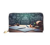 XDCYWBZDBC Formulas Formes Théorie Math Leçon Word Ladies Long Portefeuilles de voyage Porte-cartes de crédit Grande capacité Fermeture éclair Porte-cartes de visite Mode Notecase, Noir , Taille