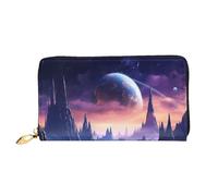 XDCYWBZDBC Galaxy Stars Hills Portefeuille en cuir avec fermeture éclair longue capacité pour femme avec plusieurs poches Portefeuille multifonction pour cartes de crédit, espèces, pièces de monnaie,