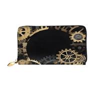 XDCYWBZDBC Gears Clock Bronze Century Portefeuille à main en cuir avec fermeture éclair Grande capacité Portefeuille pour femme avec plusieurs poches Portefeuille multifonction pour cartes de crédit,