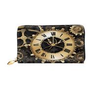 XDCYWBZDBC Gears Clock Bronze Century Portefeuille long pour femme Porte-cartes de crédit Grande capacité Fermeture éclair Porte-cartes de visite Mode Notecase, Noir , Taille unique, Décontracté