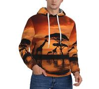 XDCYWBZDBC Girafe Under The Tree In Africa Sweat à capuche pour homme Imprimé 3D Pull décontracté à manches longues avec cordon de serrage Grandes poches, 3D., 4XL