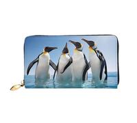 XDCYWBZDBC Happy Penguin Portefeuille en cuir pour femme avec fermeture éclair longue et grande capacité avec plusieurs poches multifonctions, convient pour cartes de crédit, espèces, pièces, 3D.,