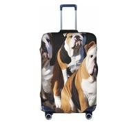XDCYWBZDBC Housse de bagage de voyage élastique avec fermeture éclair anti-rayures, anti-poussière, fixation et démontage rapides des bouledogues anglais Tao18-81,3 cm, blanc, L, Bagage à main