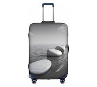XDCYWBZDBC Housse de bagage de voyage élastique avec motif pierres zen gris Tao18-81,3 cm avec fermeture éclair, anti-rayures, anti-poussière, fixation et démontage rapides, blanc, M, Bagage à main