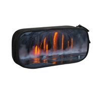 Xdcywbzdbc Kilauea Trousse à crayons avec compartiments Motif volcan Spacieux et organisé Grand sac de rangement avec compartiments Design élégant et fonctionnel, Noir , Taille unique, Organiseur