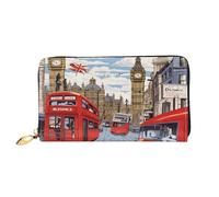 XDCYWBZDBC London Portefeuille long pour femme avec fermeture éclair et porte-cartes de visite, Noir , Taille unique, Décontracté