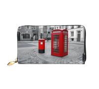 XDCYWBZDBC London Red Telephone Booth Portefeuille long pour femme Porte-cartes de crédit Grande capacité Fermeture éclair Porte-cartes de visite Mode Notecase, Noir , Taille unique, Décontracté