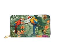 XDCYWBZDBC Macaw and Toucan Perching of Rainforests Leather Long Zipper Hand Purse Large Capacity Women Wallet with Multiple Pockets Wallet Fit Credit Card Cash, Coin, 3D., Taille unique, Décontracté