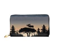XDCYWBZDBC Moose Mountain Pine Tree Wilderness Portefeuille en cuir avec fermeture éclair pour femme Grande capacité Portefeuille avec plusieurs poches Portefeuille multifonction pour cartes de