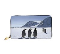 XDCYWBZDBC Penguins On The Iceberg Sac à main en cuir avec longue fermeture éclair pour femme Grande capacité Portefeuille avec plusieurs poches Portefeuille multifonction pour cartes de crédit,