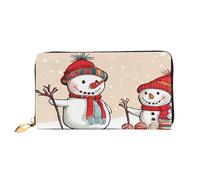 XDCYWBZDBC Portefeuille long pour femme avec motif bonhomme de neige et inscription Merry Christmas - Porte-cartes de crédit - Grande capacité - Fermeture éclair - Porte-cartes de visite, Noir ,
