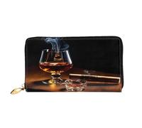 XDCYWBZDBC Portefeuilles longs pour femme Cigar and Whiskey Portefeuilles de voyage Porte-cartes de crédit Grande capacité Portefeuille à fermeture éclair Porte-cartes de visite Mode Notecase, Noir ,