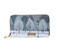 XDCYWBZDBC Portefeuilles longs pour femme Motif oiseaux dans le parc sur une journée de neige Porte-cartes de crédit Grande capacité Fermeture éclair Porte-cartes de visite, Noir , Taille unique,