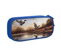 Xdcywbzdbc Trousse à crayons avec compartiments - Motif canards colvert - Spacieux et organisé - Grand sac de rangement avec compartiments - Design élégant et fonctionnel, bleu, Taille unique,