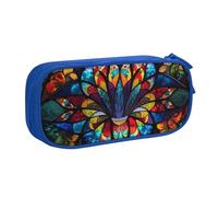 Xdcywbzdbc Trousse à crayons avec impression de vitrail - Spacieuse et organisée - Grand sac de rangement avec compartiments - Design élégant et fonctionnel, bleu, Taille unique, Organiseur