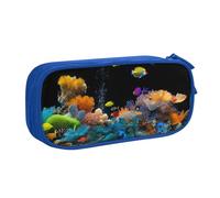 Xdcywbzdbc Trousse à crayons avec impression vie marine, spacieuse et organisée, grand sac de rangement avec compartiments, design élégant et fonctionnel, bleu, Taille unique, Organiseur d'emballage