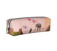 XDCYWBZDBC Trousse à crayons en cuir éléphant sur un pont - Grande capacité - Pour ranger de petits articles pour l'école, le bureau, les voyages ou le maquillage - Petit sac à outils, blanc, Taille