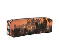 XDCYWBZDBC Trousse à crayons en cuir Los Angeles Palmiers - Grande capacité - Pour ranger de petits articles pour l'école, le bureau, les voyages ou le maquillage - Petit sac à outils, blanc, Taille