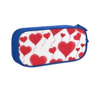 Xdcywbzdbc Trousse à crayons romantique avec imprimé cœur rouge, spacieuse et organisée, grand sac de rangement avec compartiments, design élégant et fonctionnel, bleu, Taille unique, Organiseur