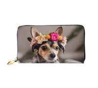 XDCYWBZDBC Yorkie Portefeuille en cuir à motif floral avec fermeture éclair pour femme Grande capacité Portefeuille avec plusieurs poches Portefeuille multifonction pour cartes de crédit, espèces,