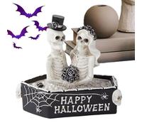 xDecoración del esqueleto de resina - Estatua y escultura del cráneo gótico | Figura de esqueleto de Halloween | Decoración de escritorio adorno coleccionable | Decoración hogar espeluznante par