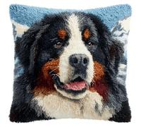 XDEGHUANGSS Bouvier bernois Kit de Crochet à Loquet Coussin,Chien DIY Crochet à la Main Kits Artisanat pour Adultes Broderie Débutants Décoration d'intérieur,43x43cm