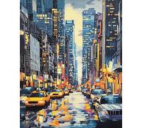 XDEGHUANGSS Canevas Broderie Point de Croix Kit Complet Adulte Debutant Compté Pré Imprimé Estampillé Moderne Débutant,11ct Cross Stitch Loisirs Créatifs Set,40x50cm,Paysage urbain de New York