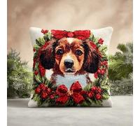 XDEGHUANGSS Coussin de Crochet de Loquet DIY pour Adultes 43x43cm,Kit Bricolage Thème Noël, Facile pour Débutants,Activité Manuelle et Créative,pour Cadeaux et Loisirs Créatifs à la Maison - 7