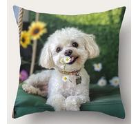 XDEGHUANGSS Coussin en Tapis à Faire Soi-Même 43x43 cm,Kit de Crochet à Loquet Complet, Parfait pour Débutants,Création Originale et Relaxante,Chien en peluche