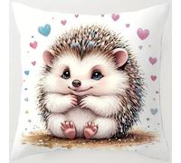 XDEGHUANGSS Coussin en Tapis à Faire Soi-Même 43x43 cm,Kit de Crochet à Loquet Complet, Parfait pour Débutants,Création Originale et Relaxante,Hérisson mignon