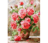 XDEGHUANGSS Kit Complet de Broderie au Point de Croix 50x40cm avec Canevas Imprimé,Aiguilles,Loisir Créatif pour Adultes Débutants,Décoration Maison DIY,Rose