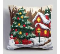 XDEGHUANGSS Kit Coussin à Nouer Noël 43x43 cm,Tapis DIY Point Noué pour Adultes et Enfants Débutants,Ensemble Broderie avec Taie d’Oreiller,Aiguille Incluse,Décoration Canapé et Maison-16