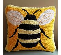 XDEGHUANGSS Kit Coussin au Crochet à Loquet Complet 43x43cm,Avec Motif Imprimé Coloré & Fil Pré-Coupé,DIY Bricolage pour Adultes Enfants Débutants,Tapis Point Noué,Décoration Intérieur,Abeille