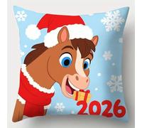 XDEGHUANGSS Kit Coussin Point Noué Noël,Tapis à Crochets DIY avec Canevas et Fils,Kit Crochet de Verrouillage pour Housse de Coussin à Faire Soi-même,Décoration de Noël Adulte et Enfant,43x43 cm -18