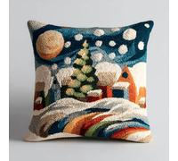 XDEGHUANGSS Kit Créatif Point Noué : Coussin DIY de Noël - Cadeau Unique pour Débutants, Loisir Familial et Décoration Maison (17x17 Pouces) - 1