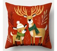 XDEGHUANGSS Kit Crochet à Loquet Noël Débutant - Tapis Point Noué à Faire Soi-Même, Coussin Décoratif de Noël avec Canevas Imprimé,43x43 cm -16