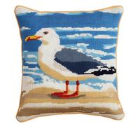 XDEGHUANGSS Kit Crochet De Verrouillage Tapis 43x43cm Diy Broderie,Mouettes sur la plage,Kit Tapis Point Noué À Faire Pour Débutants,Adultes,Latch Hook Canevas Coussin Point De Croix