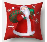 XDEGHUANGSS Kit Crochet Débutant Complet Noël,Tapis Point Noué DIY pour Housse de Coussin,Kit Crochet de Verrouillage Facile à Utiliser avec Canevas Imprimé et Fils,43x43 cm -17