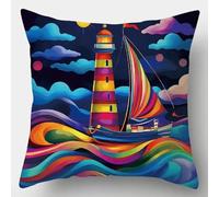 XDEGHUANGSS Kit Crochet Débutant Complet Noël,Tapis Point Noué DIY pour Housse de Coussin,Kit Crochet de Verrouillage Facile à Utiliser avec Canevas Imprimé et Fils,43x43 cm -16