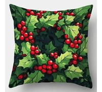 XDEGHUANGSS Kit Crochet Débutant Complet Noël,Tapis Point Noué DIY pour Housse de Coussin,Kit Crochet de Verrouillage Facile à Utiliser avec Canevas Imprimé et Fils,43x43 cm -18